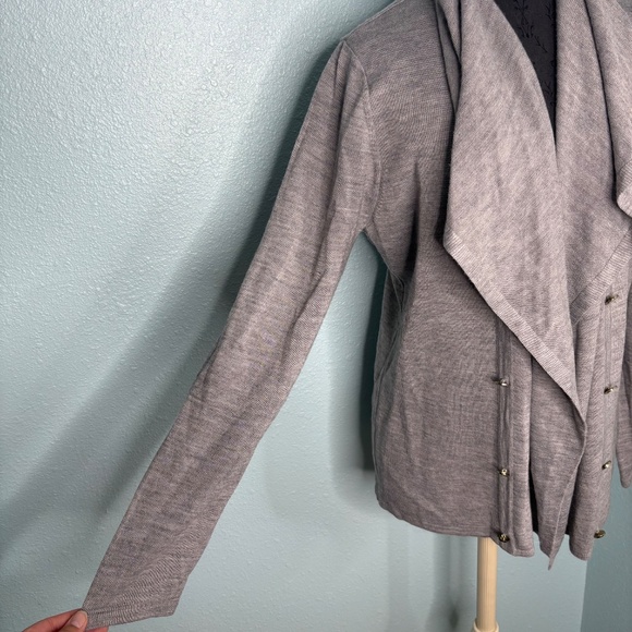 Calvin Klein Grey Open Front Cardigan Sweater - Picture 8 of 13